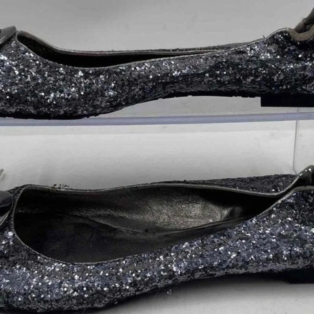 Tory Burch Glitter Ballet Flats Sparkle Shoes Women's Size 7.5M